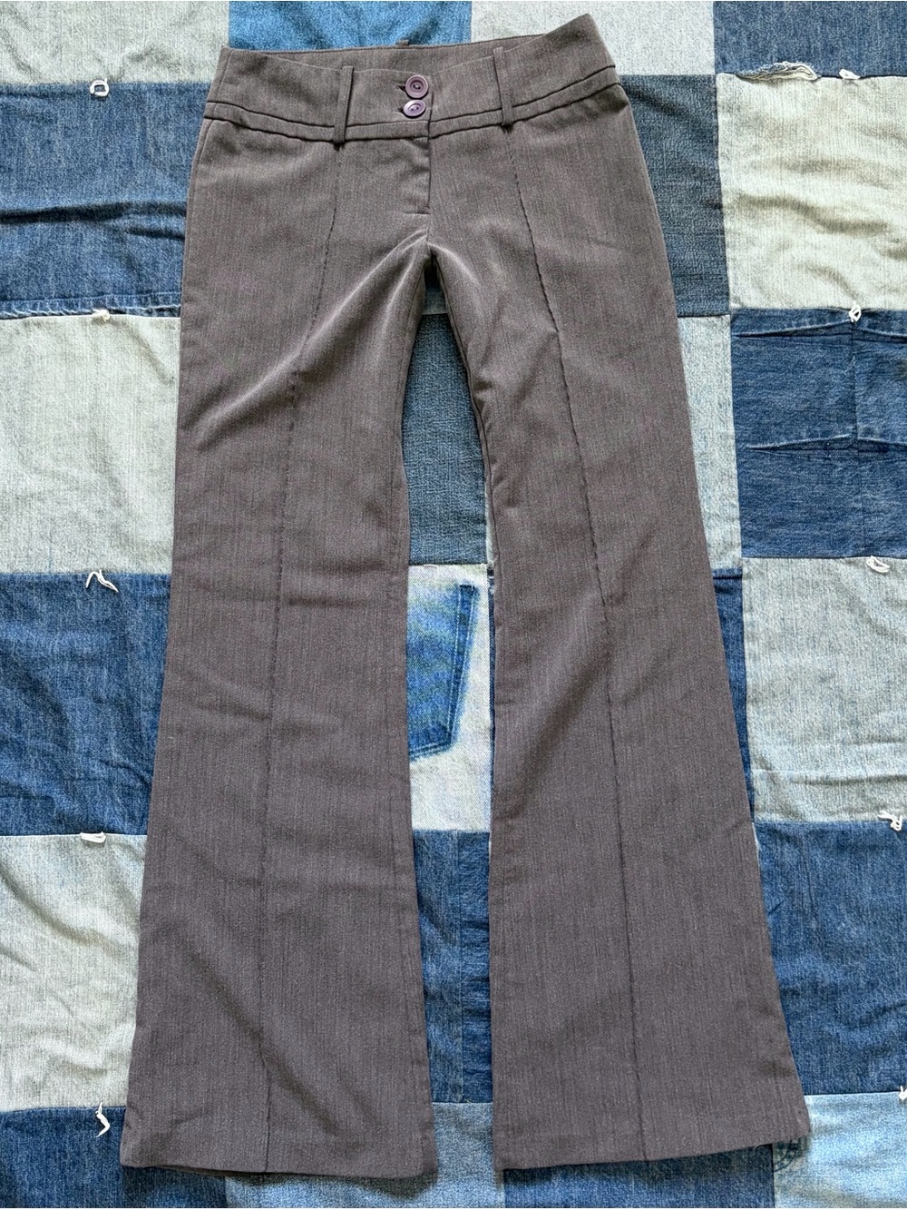 vtg y2k 2000s grey low rise bootcut flare grey trouser pants body central XS